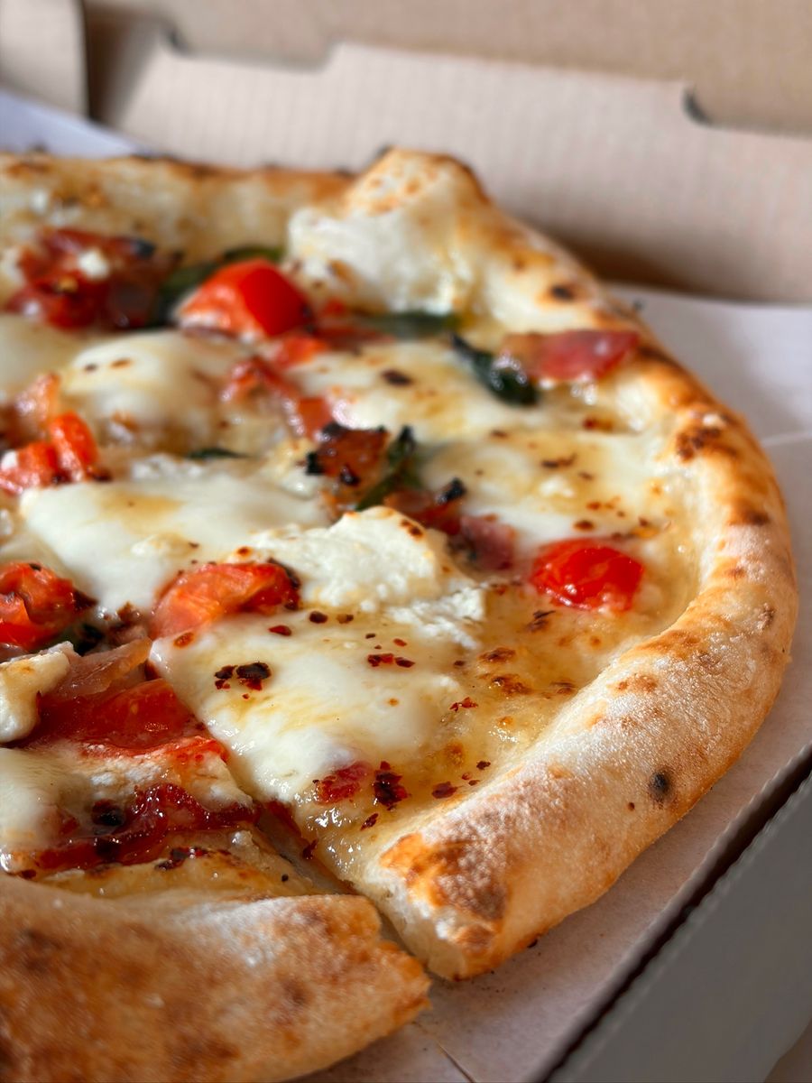 Sourdough goat cheese pizza